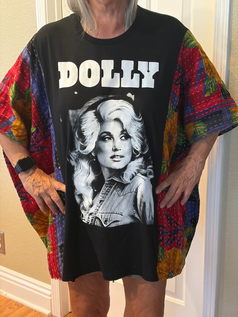Dolly Parton Upcycled Kantha Tunic Top Shirt OS Handmade Boho